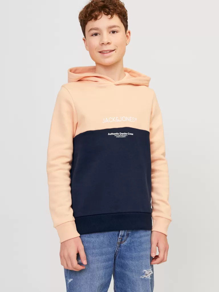 JACK & JONES Bluzy | Wyprzedaż^W bloki kolorystyczne Bluza z kapturem Junior Pomarańczowy