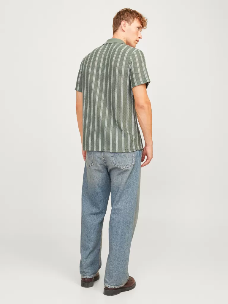 JACK & JONES Koszulki^W paski Kołnierz typu resort Koszula polo Zielony