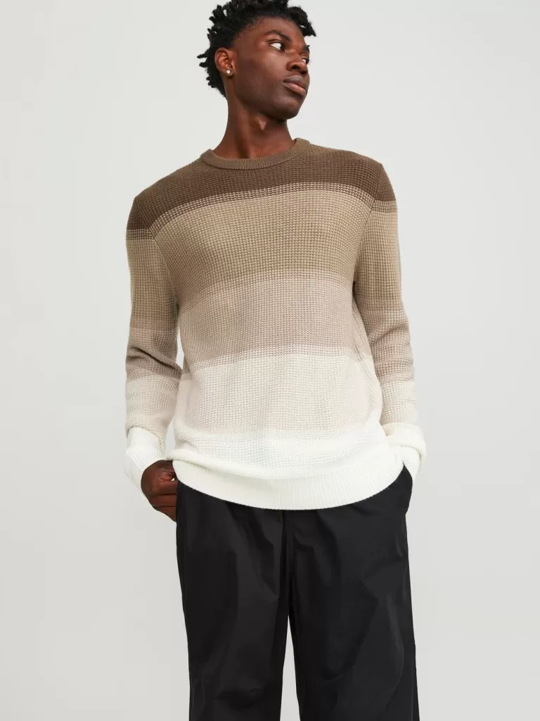 JACK & JONES Swetry^W paski Sweter wkładany przez głowę Brązowy