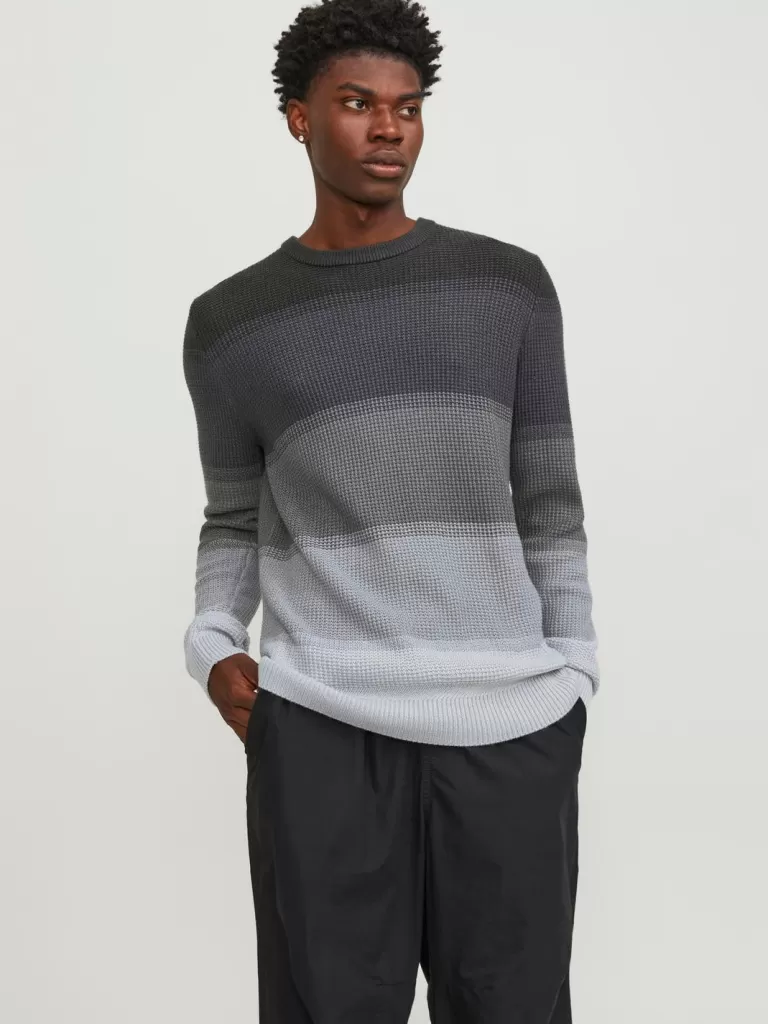 JACK & JONES Swetry^W paski Sweter wkładany przez głowę Szary