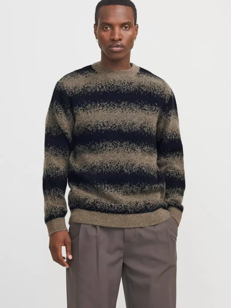 JACK & JONES Swetry^W paski Sweter wkładany przez głowę Beżowy