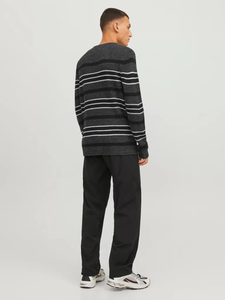 JACK & JONES Swetry^W paski Sweter wkładany przez głowę Czarny