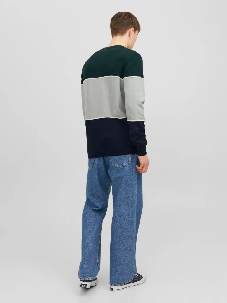 JACK & JONES Swetry^W paski Sweter wkładany przez głowę Zielony