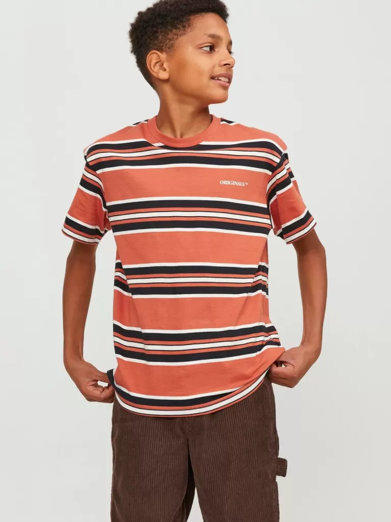 JACK & JONES Koszulki | Wyprzedaż^W paski T-shirt Junior Czerwony