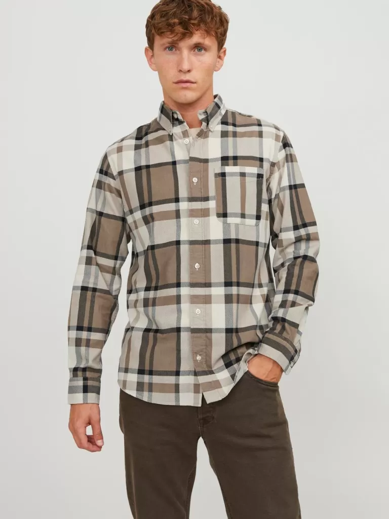 JACK & JONES Koszule^Wygodne dopasowanie Koszula Brązowy
