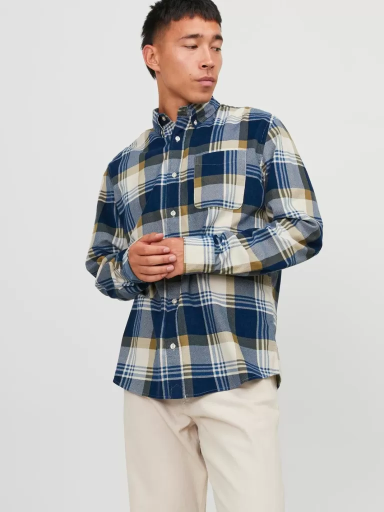 JACK & JONES Koszule^Wygodne dopasowanie Koszula Niebieski