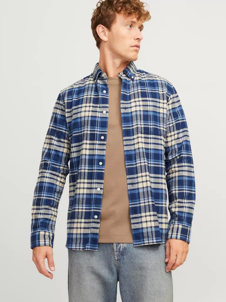 JACK & JONES Koszule^Wygodne dopasowanie Koszula Niebieski