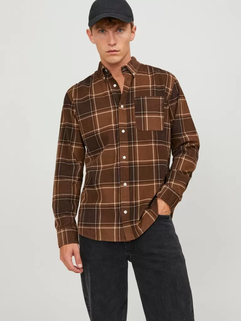 JACK & JONES Koszule^Wygodne dopasowanie Koszula Brązowy