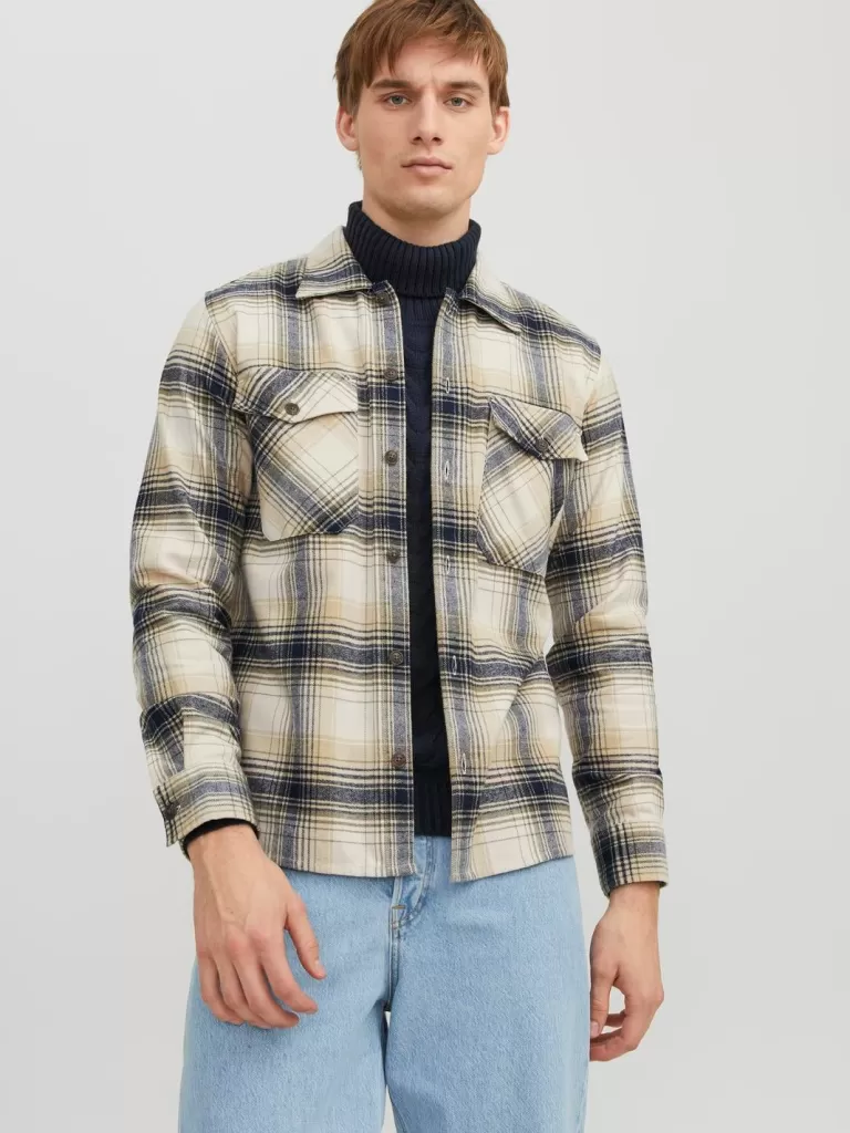 JACK & JONES Koszule^Wygodne dopasowanie Koszula w kratę Beżowy