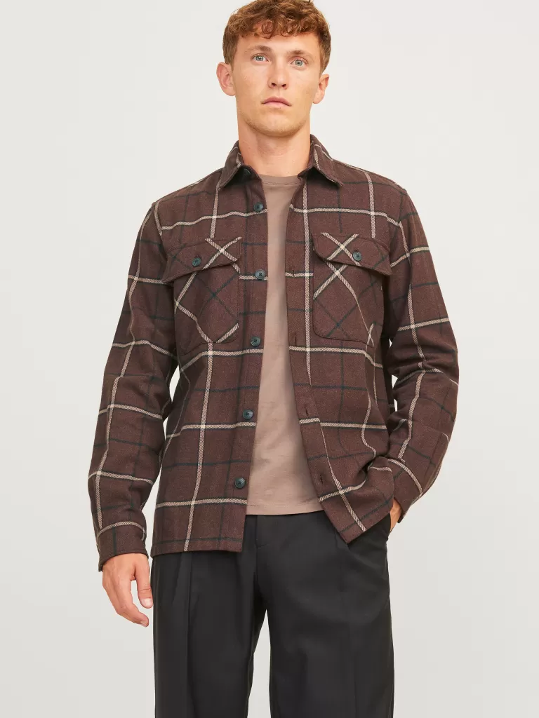JACK & JONES Koszule^Wygodne dopasowanie Kurtka koszulowa Czerwony