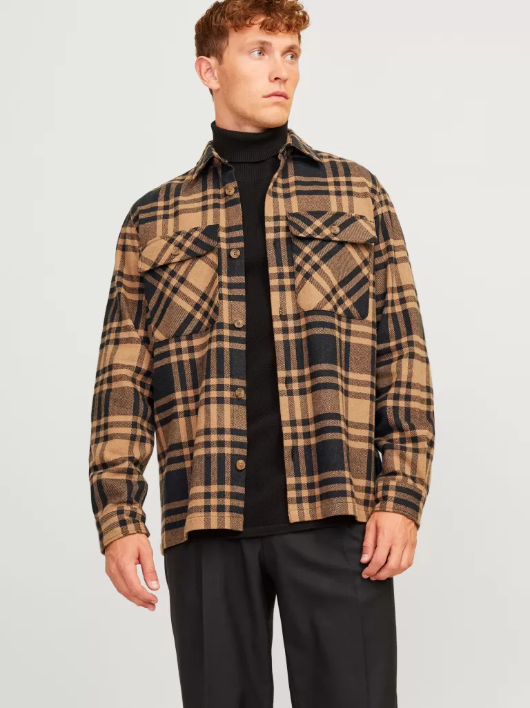 JACK & JONES Koszule^Wygodne dopasowanie Kurtka koszulowa Pomarańczowy