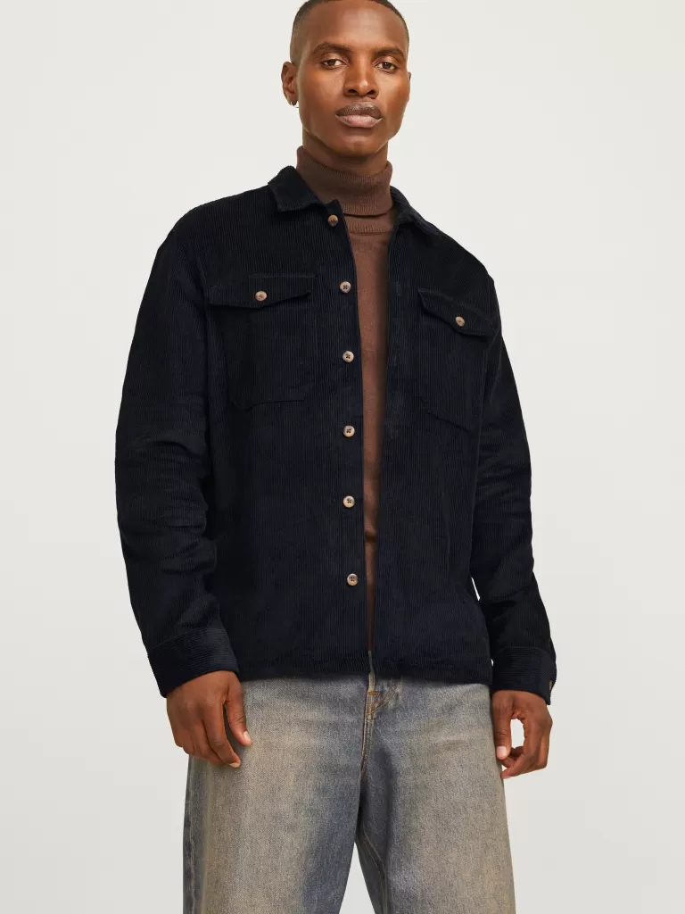 JACK & JONES Koszule^Wygodne dopasowanie Kurtka koszulowa Czarny
