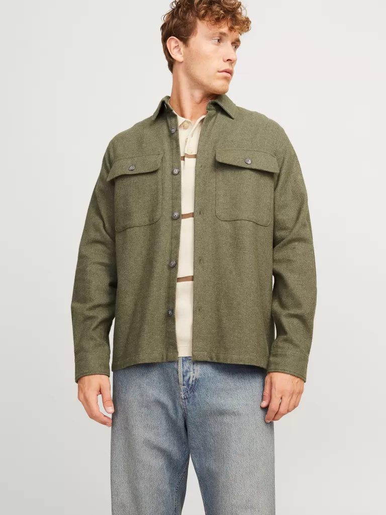 JACK & JONES Koszule^Wygodne dopasowanie Kurtka koszulowa Zielony