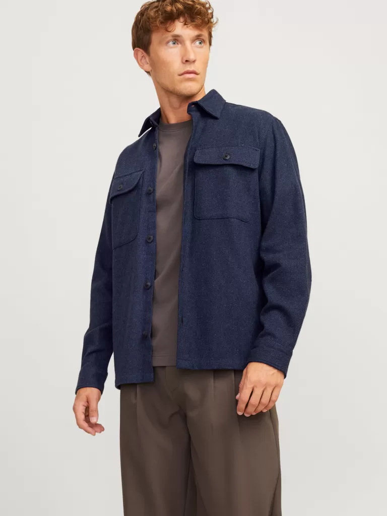 JACK & JONES Koszule^Wygodne dopasowanie Kurtka koszulowa Niebieski