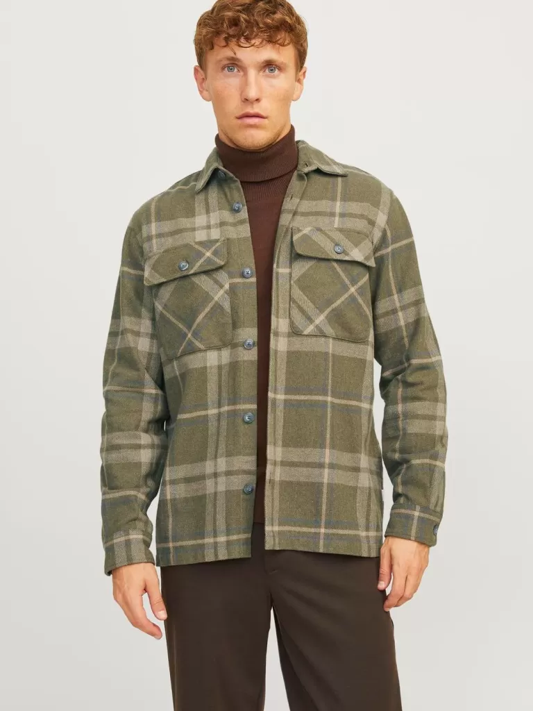 JACK & JONES Koszule^Wygodne dopasowanie Kurtka koszulowa Zielony