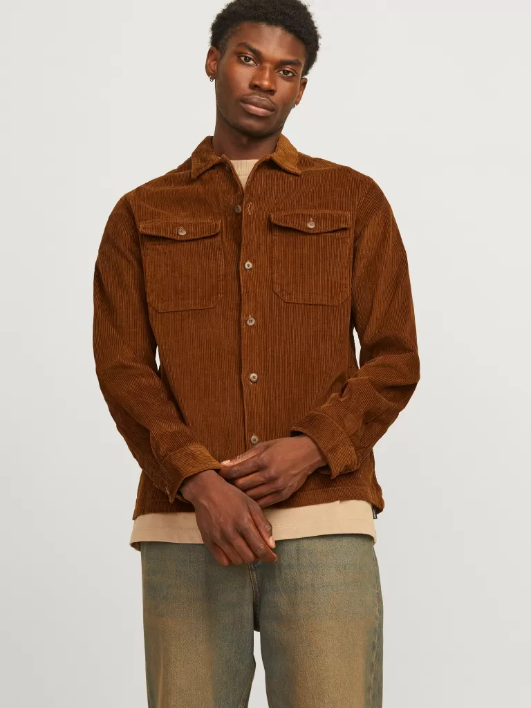 JACK & JONES Koszule^Wygodne dopasowanie Kurtka koszulowa Pomarańczowy