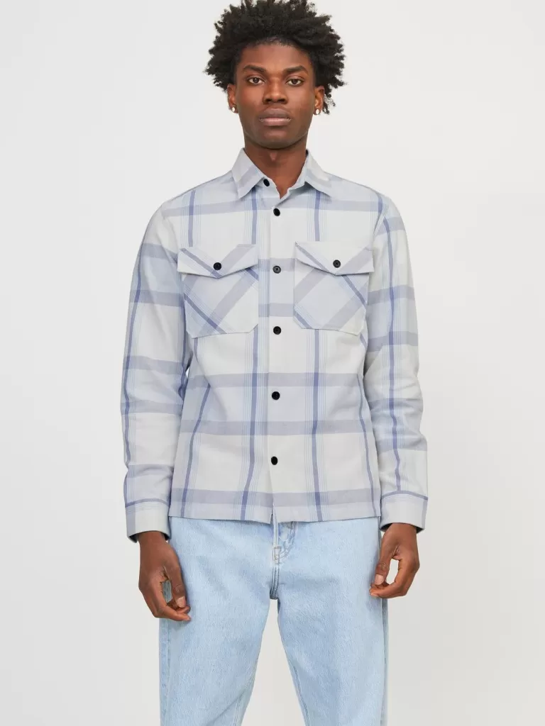 JACK & JONES Koszule^Wygodne dopasowanie Kurtka koszulowa Niebieski