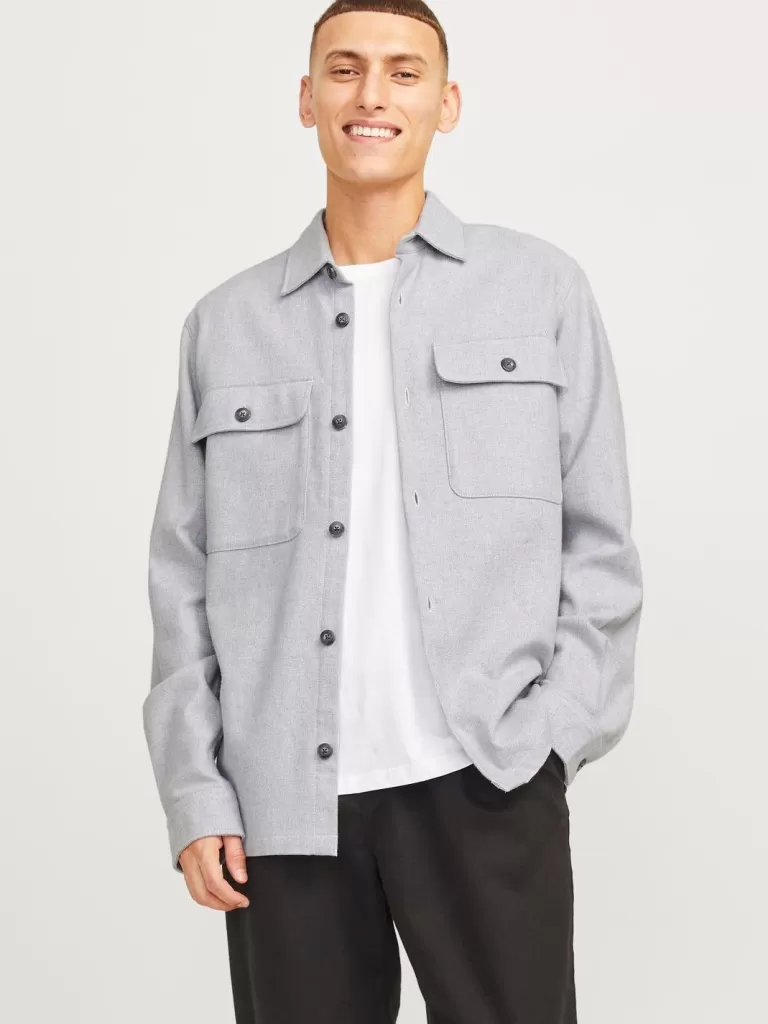 JACK & JONES Koszule^Wygodne dopasowanie Kurtka koszulowa Szary