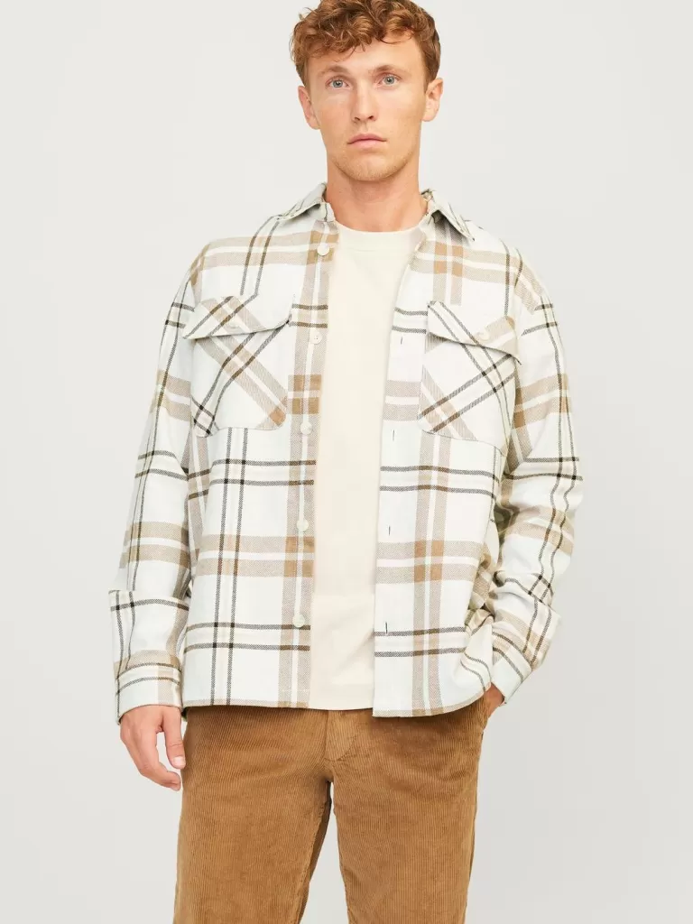JACK & JONES Koszule^Wygodne dopasowanie Kurtka koszulowa Biały