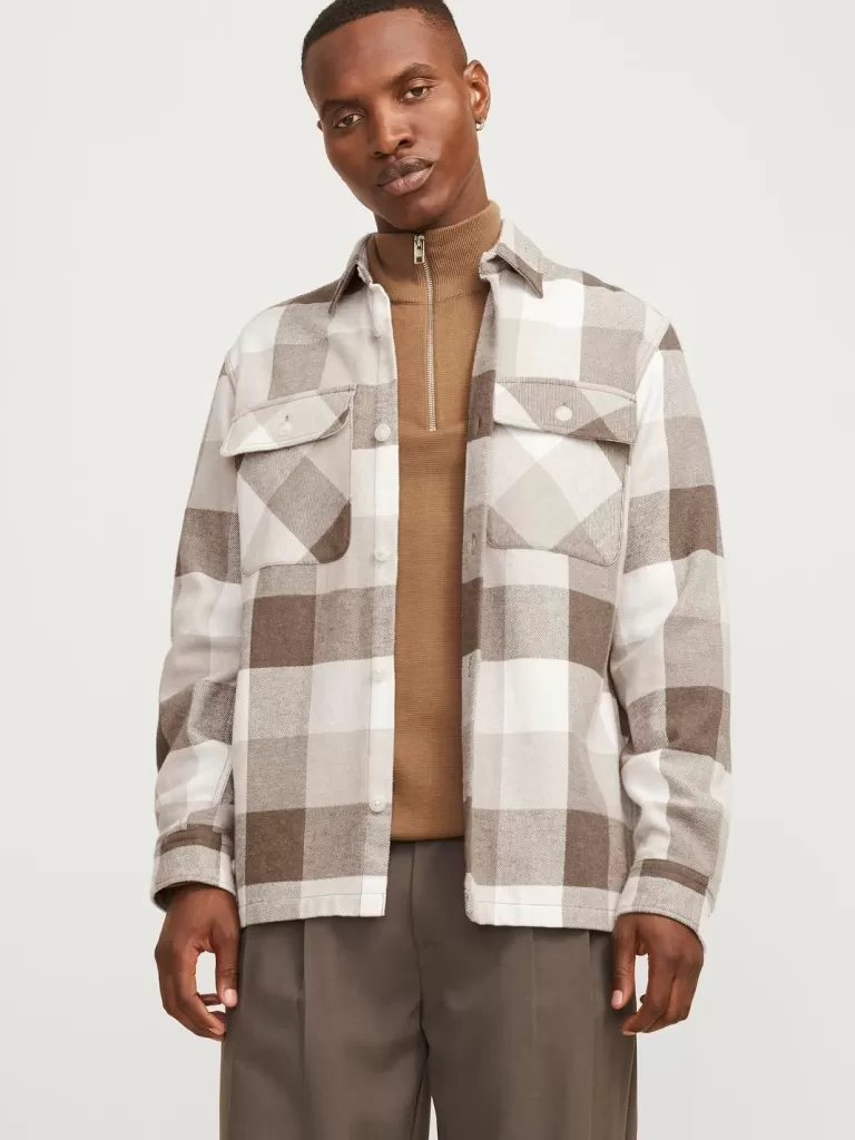 JACK & JONES Koszule^Wygodne dopasowanie Kurtka koszulowa Beżowy