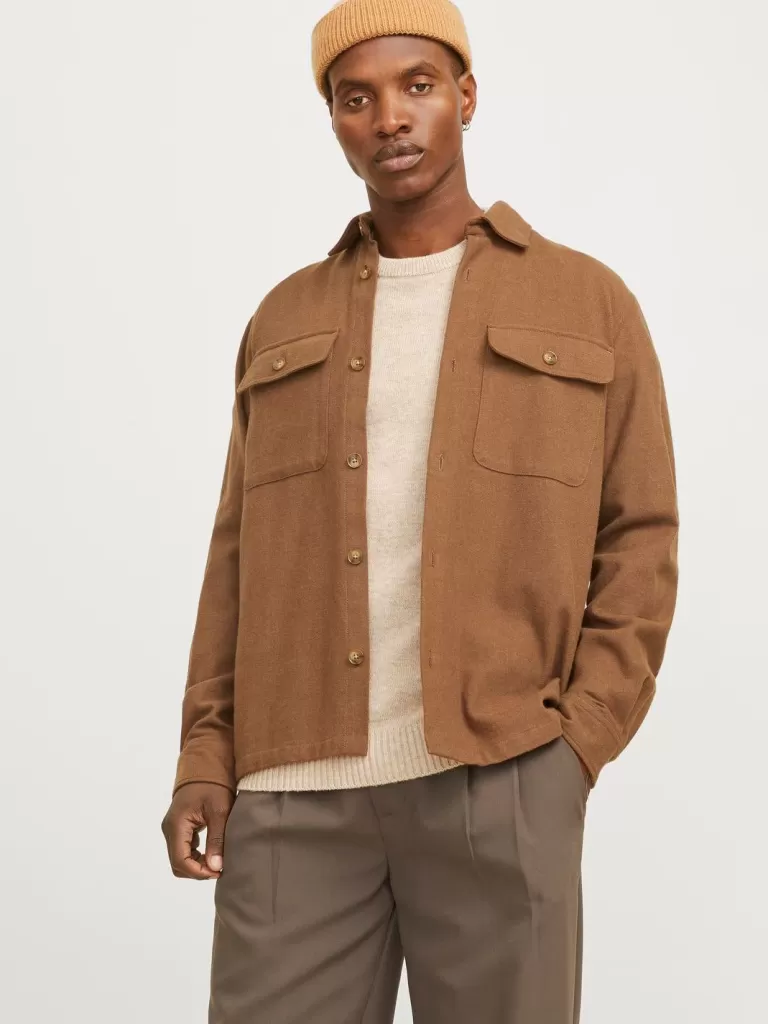 JACK & JONES Koszule^Wygodne dopasowanie Kurtka koszulowa Pomarańczowy