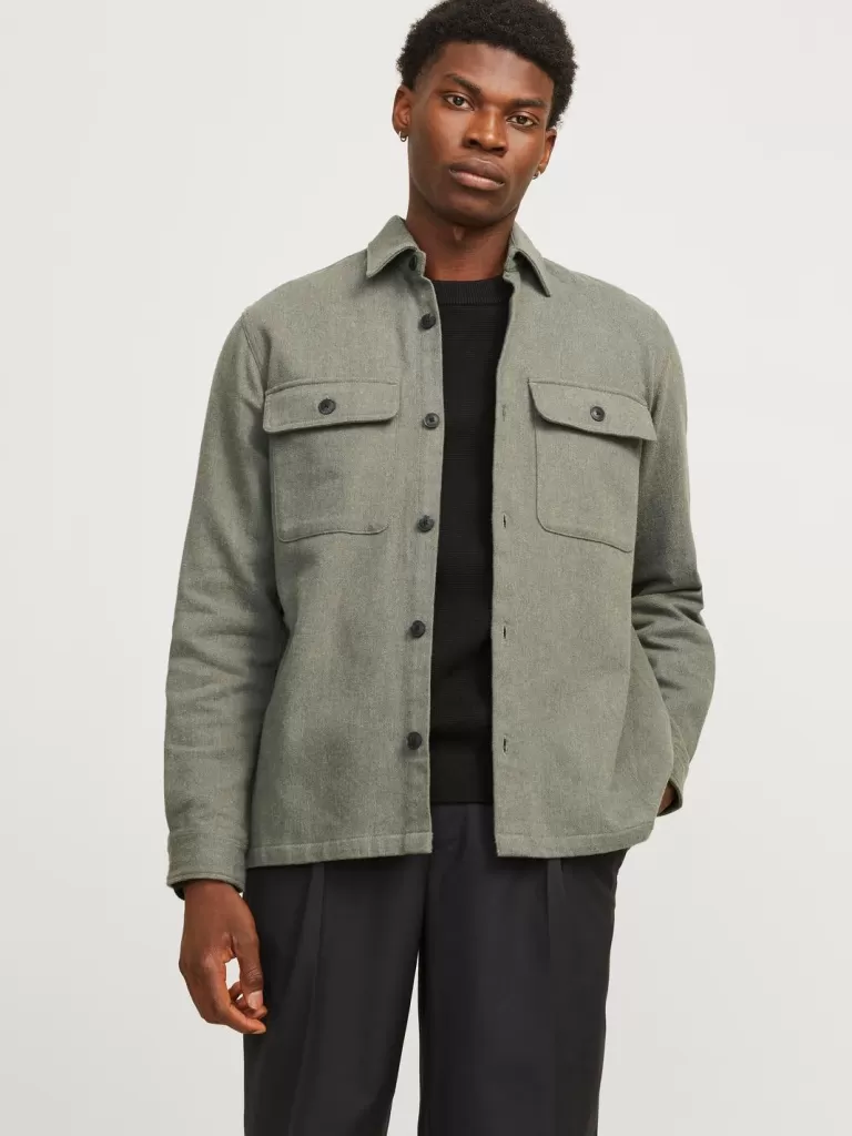 JACK & JONES Koszule^Wygodne dopasowanie Kurtka koszulowa Zielony