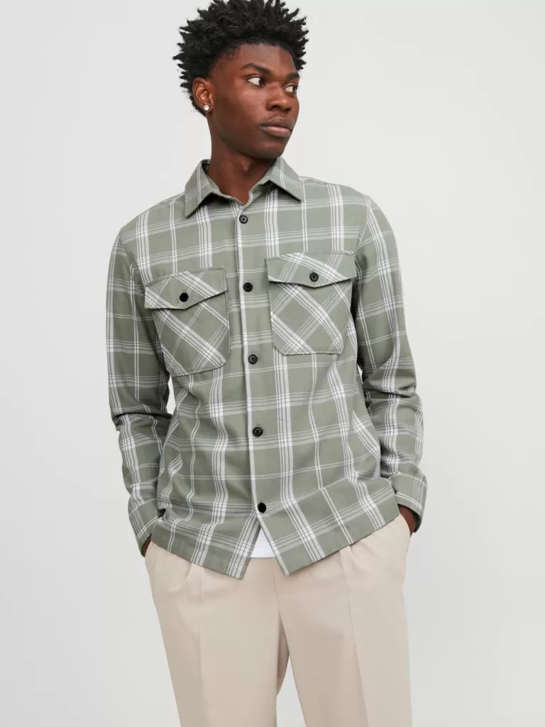 JACK & JONES Koszule^Wygodne dopasowanie Kurtka koszulowa Zielony