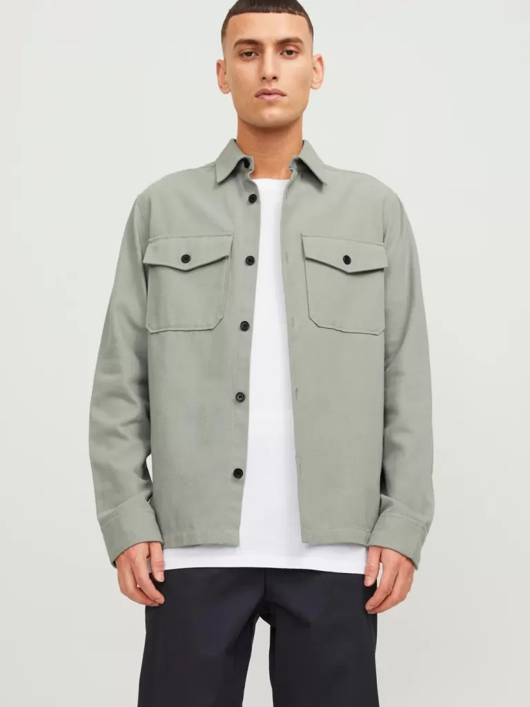 JACK & JONES Koszule^Wygodne dopasowanie Kurtka koszulowa Zielony