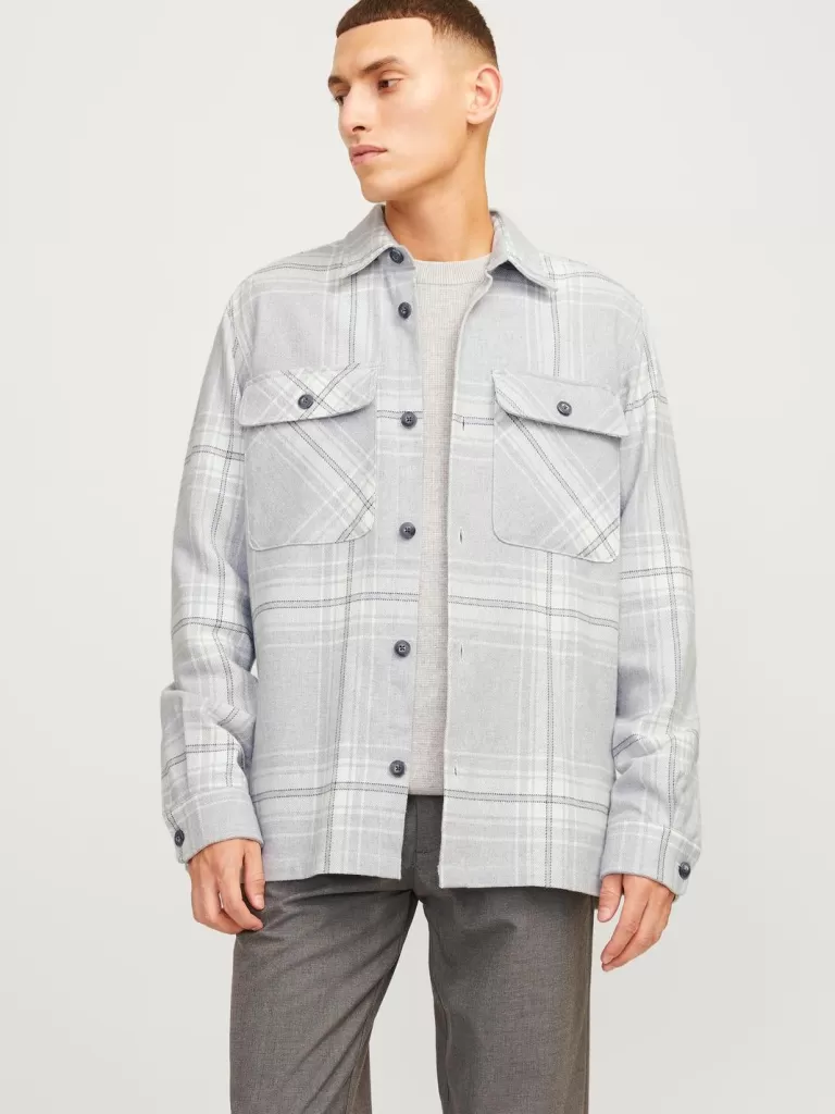 JACK & JONES Koszule^Wygodne dopasowanie Kurtka koszulowa Szary