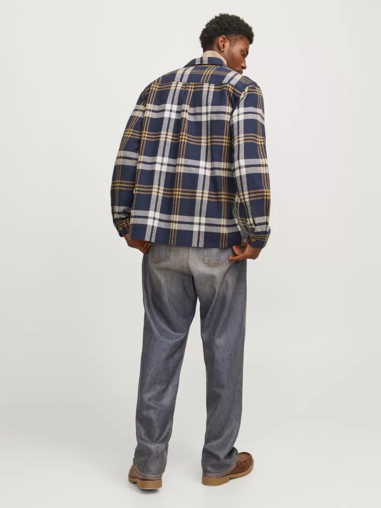 JACK & JONES Koszule^Wygodne dopasowanie Kurtka koszulowa Niebieski