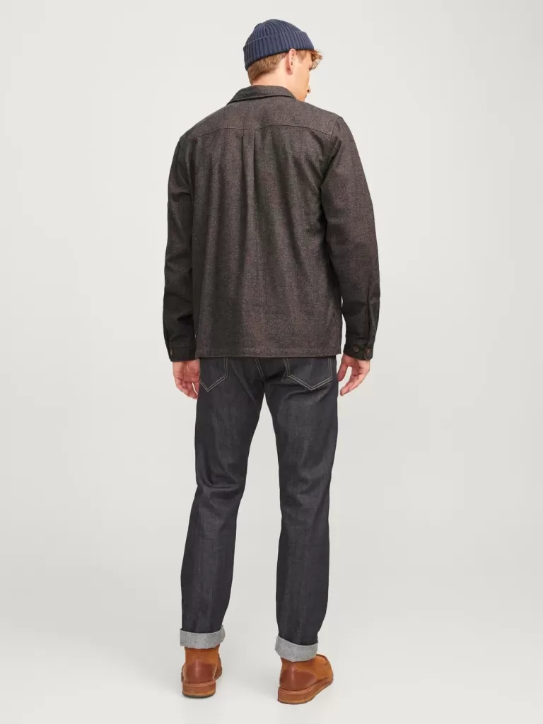 JACK & JONES Koszule^Wygodne dopasowanie Kurtka koszulowa Brązowy