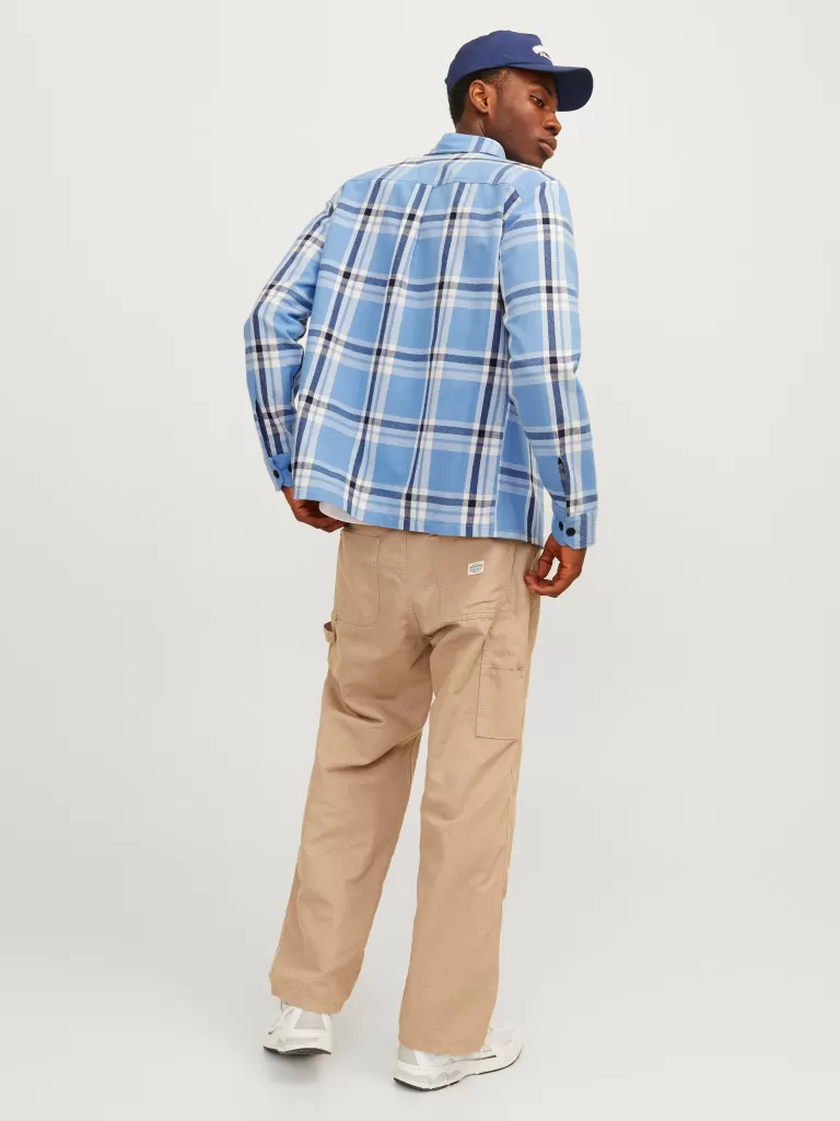JACK & JONES Koszule^Wygodne dopasowanie Kurtka koszulowa Niebieski