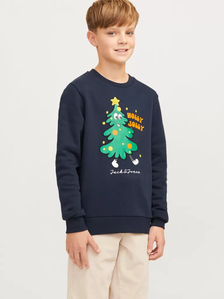 JACK & JONES Bluzy^X-mas Bluza Junior Niebieski