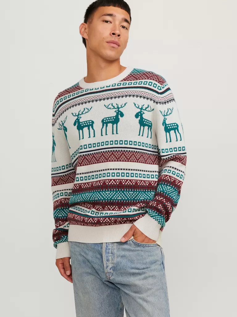 JACK & JONES Swetry^X-mas Sweter wkładany przez głowę Biały