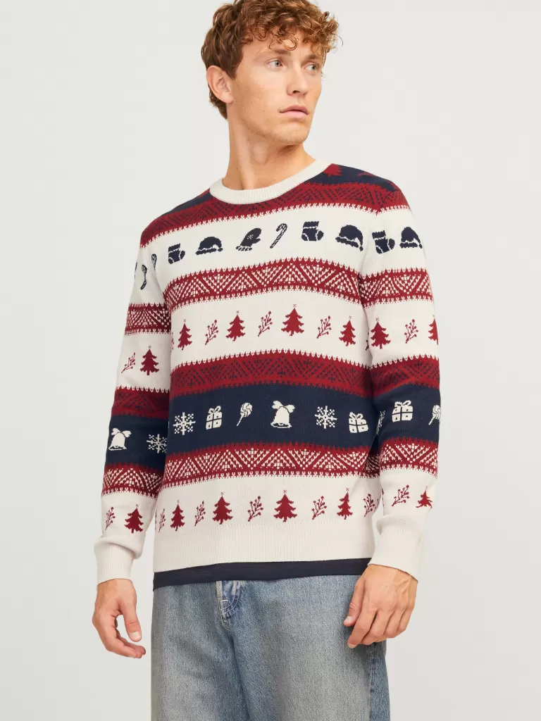 JACK & JONES Swetry^X-mas Sweter wkładany przez głowę Czerwony