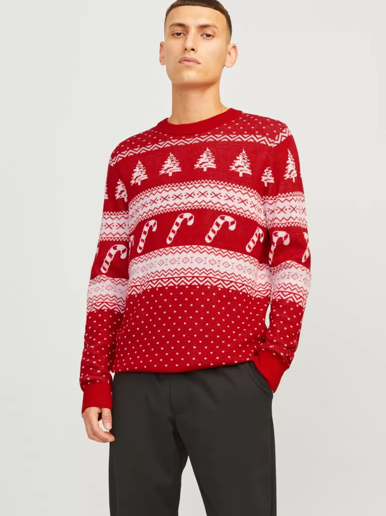 JACK & JONES Swetry^X-mas Sweter wkładany przez głowę Czerwony