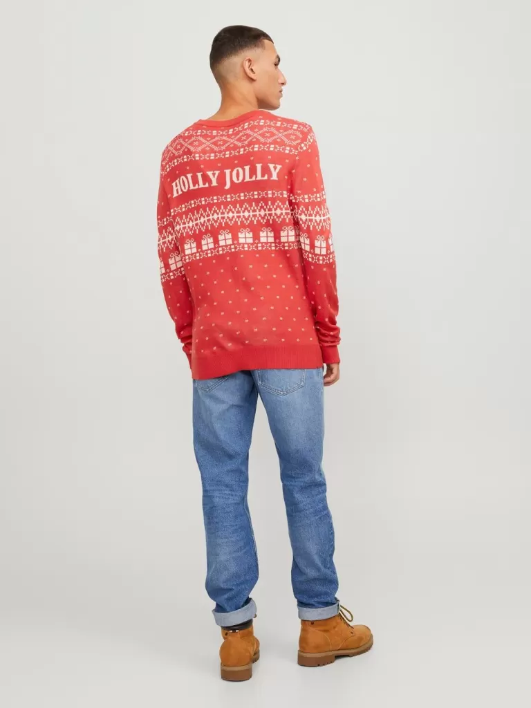 JACK & JONES Swetry^X-mas Sweter wkładany przez głowę Czerwony