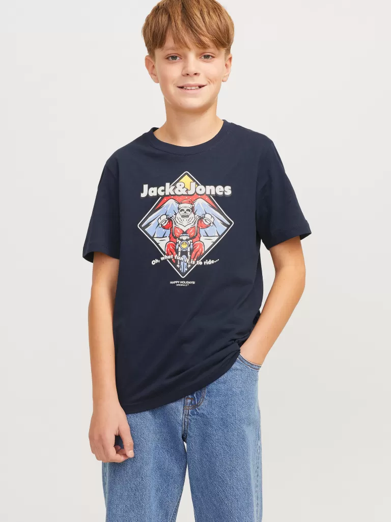 JACK & JONES Koszulki^X-mas T-shirt Junior Niebieski