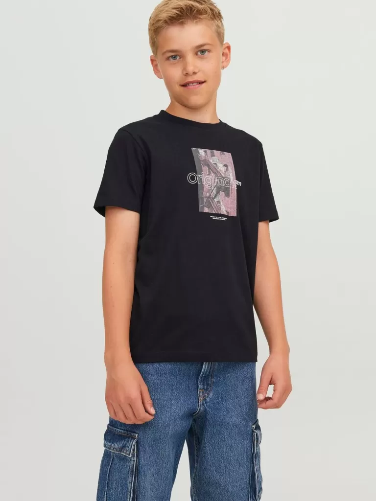 JACK & JONES Koszulki | Wyprzedaż^Z fotonadrukiem T-shirt Junior Czarny