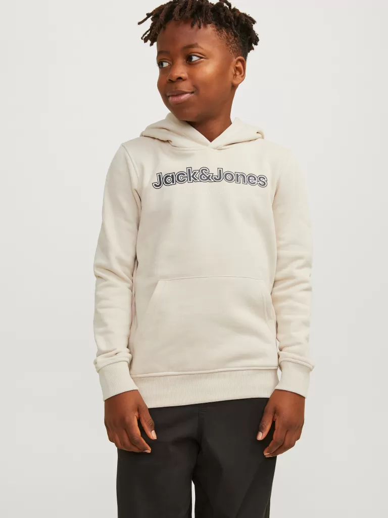 JACK & JONES Bluzy | Wyprzedaż^Z logo Bluza z kapturem Junior Beżowy
