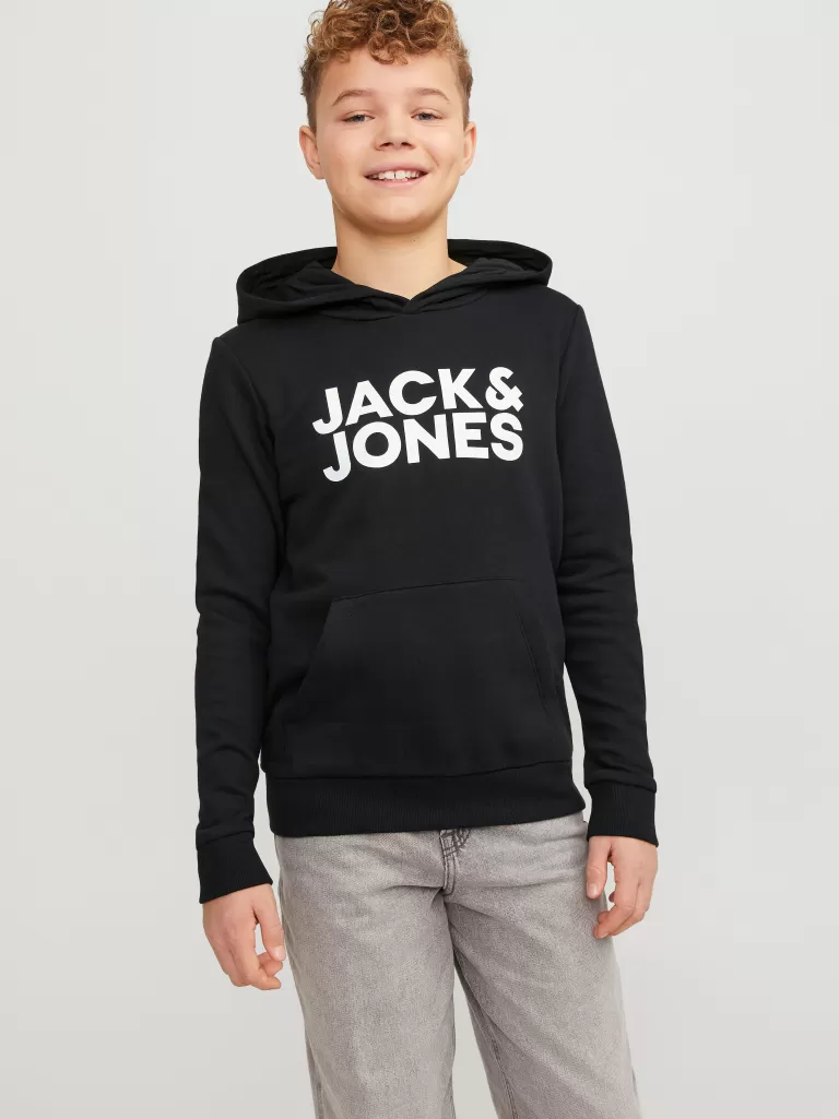 JACK & JONES Bluzy^Z logo Bluza z kapturem Junior Czarny