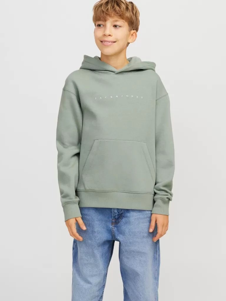 JACK & JONES Bluzy^Z logo Bluza z kapturem Junior Zielony