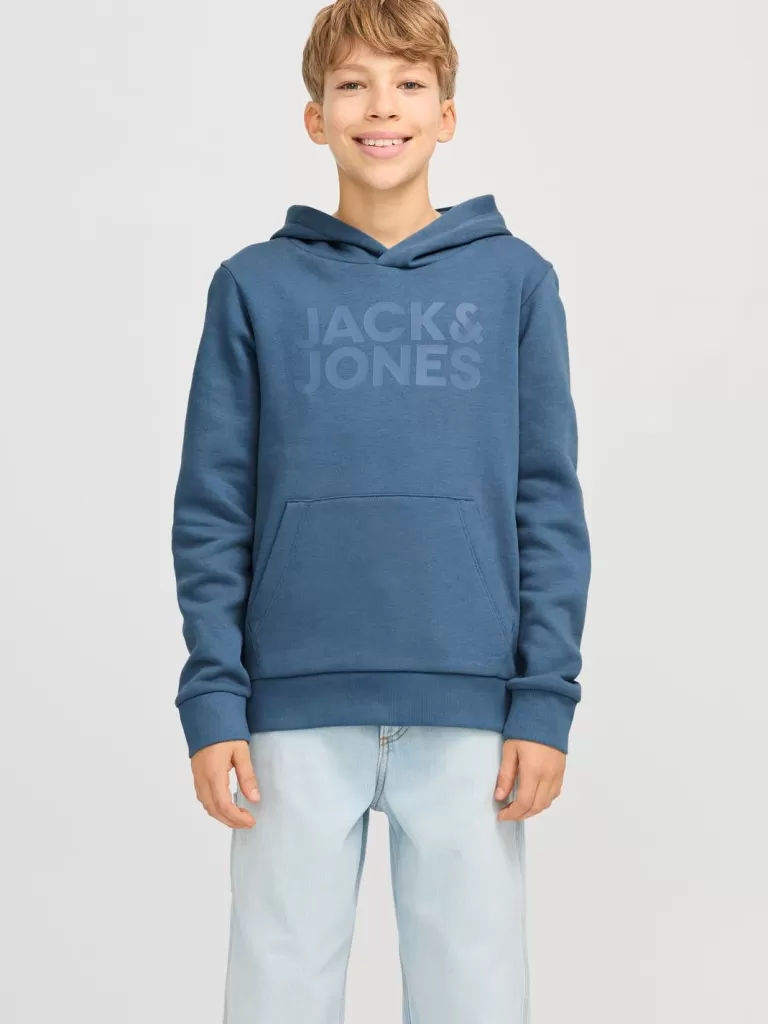 JACK & JONES Bluzy^Z logo Bluza z kapturem Junior Niebieski