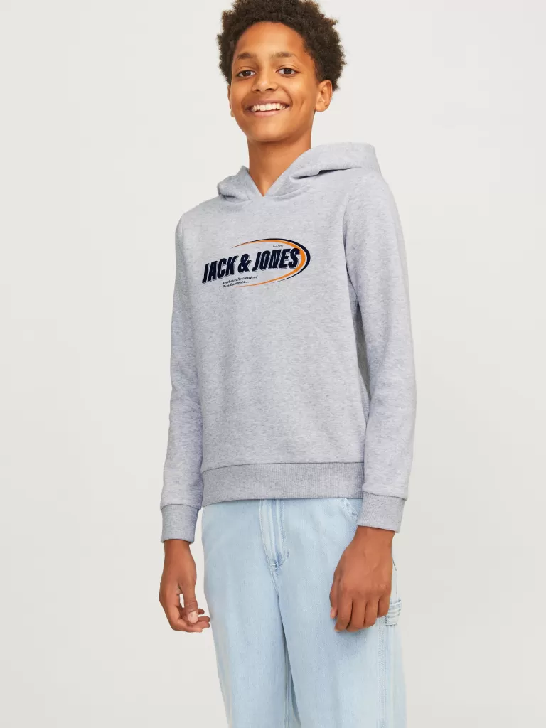 JACK & JONES Bluzy^Z logo Bluza z kapturem Junior Szary