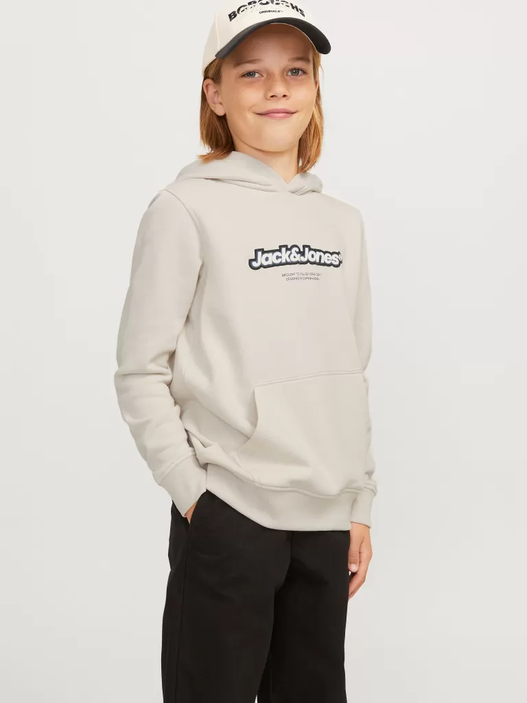 JACK & JONES Bluzy^Z logo Bluza z kapturem Junior Beżowy