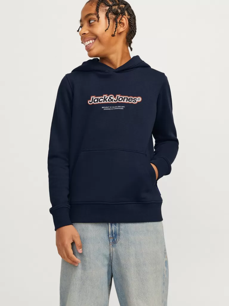 JACK & JONES Bluzy^Z logo Bluza z kapturem Junior Niebieski