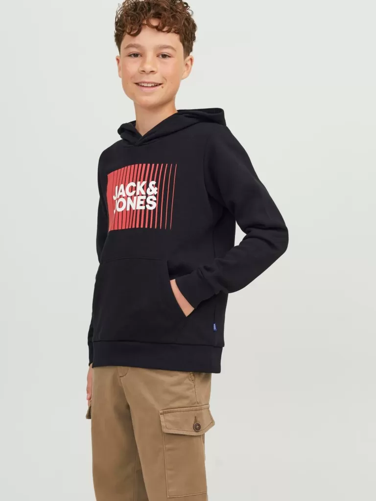 JACK & JONES Bluzy^Z logo Bluza z kapturem Junior Czarny