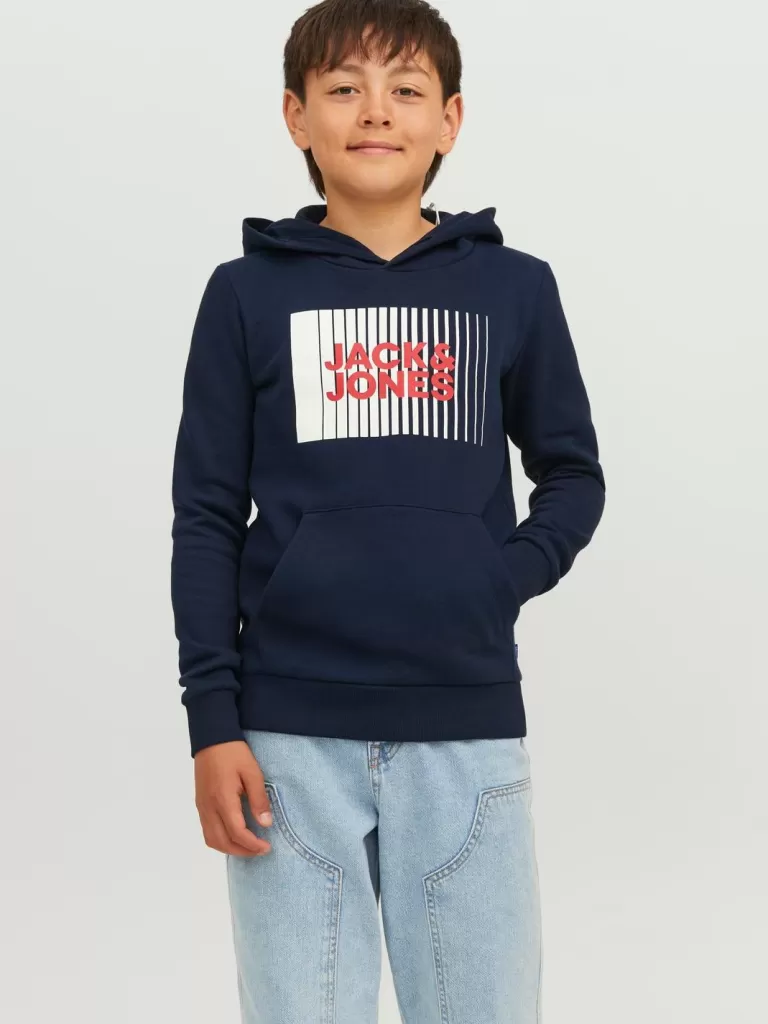 JACK & JONES Bluzy^Z logo Bluza z kapturem Junior Niebieski