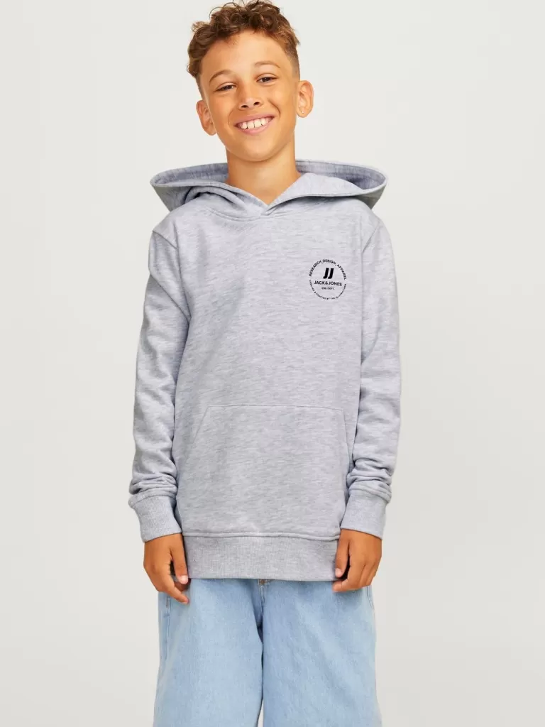 JACK & JONES Bluzy^Z logo Bluza z kapturem Junior Szary