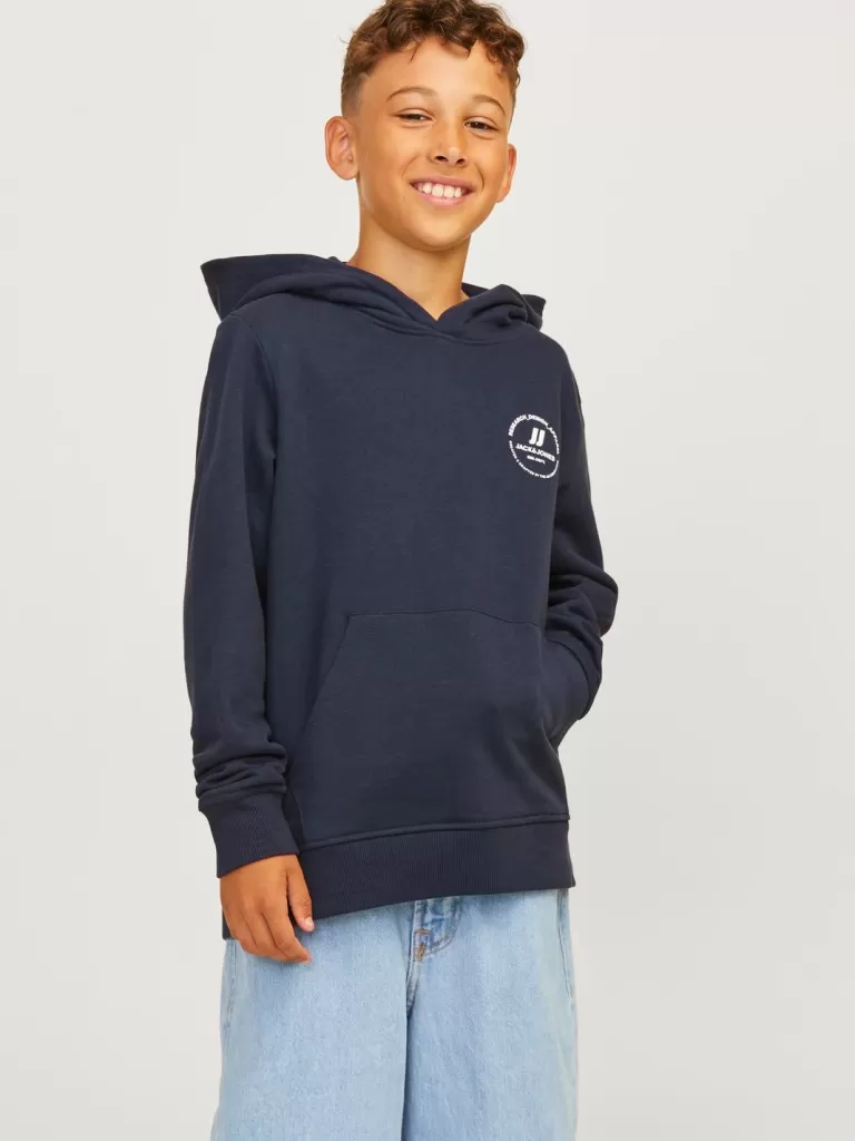 JACK & JONES Bluzy^Z logo Bluza z kapturem Junior Niebieski